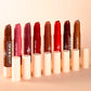 Set of italia deluxe nontransfer lipsticks, locked in place lippies, on a beige background