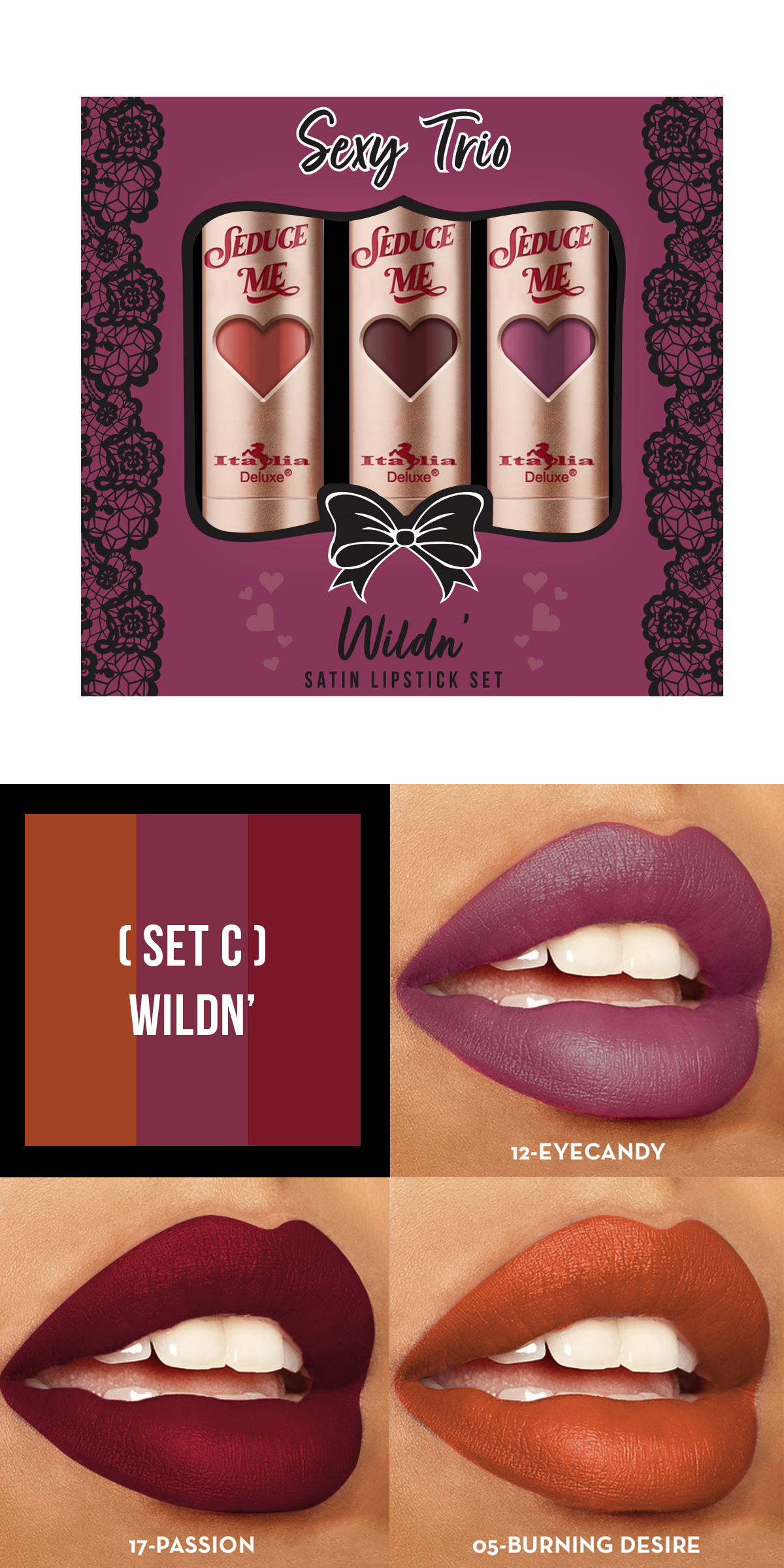 Sexy Trio Satin Lipstick Sets